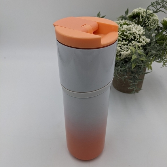 STARBUCKS  WHITE AND PEACH STAINLESS STEEL INSULATED TUMBLER 16 FL - Picture 1 of 8